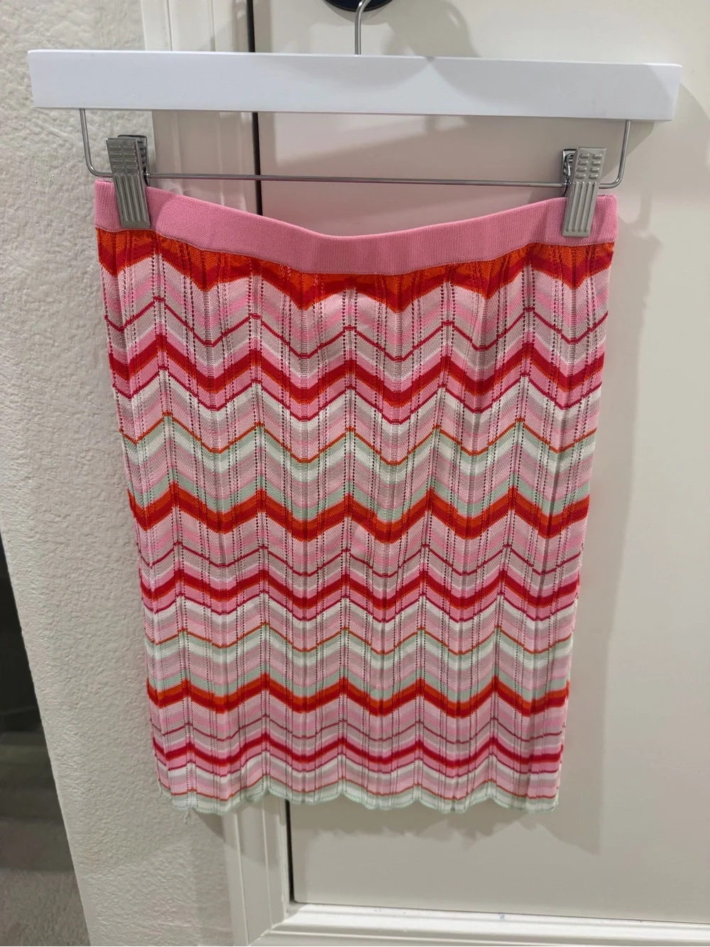 Torn by Ronny Kobo Chevron Knit Mini Skirt in Pink Size 8